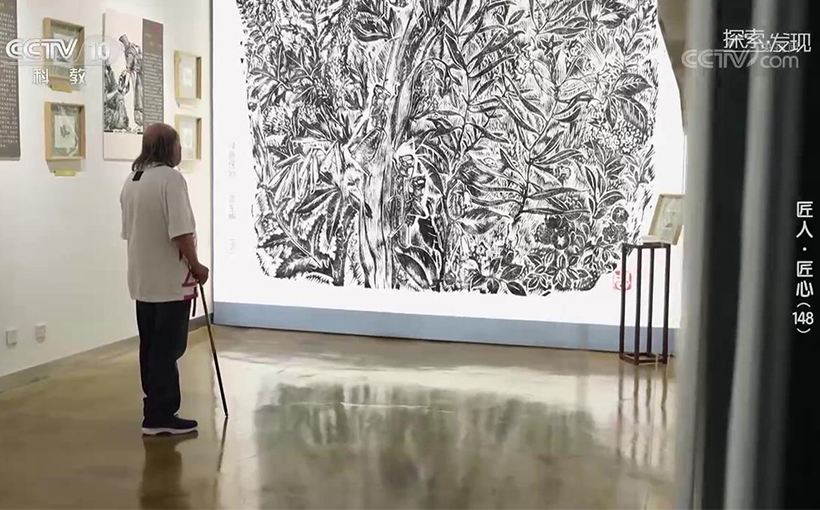 单位面积雕刻刀数最多的木面木刻版画(图2）