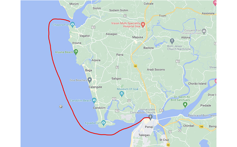 最快时间游泳由查波拉堡至果阿潘吉姆码头(图5）