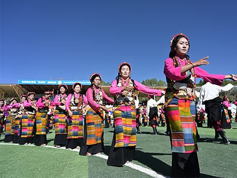 最大规模的日喀则非遗民俗舞蹈表演